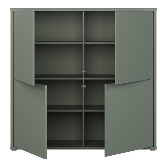 Alice Springs 4 Door Large Storage Cabinet with Push-to-Open Doors in Sage Green