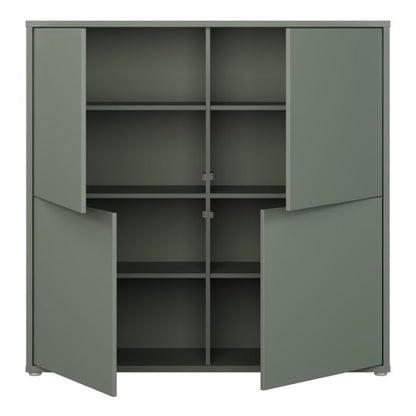 Alice Springs 4 Door Large Storage Cabinet with Push-to-Open Doors in Sage Green