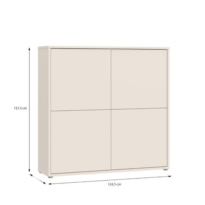 Alice Springs 4 Door Large Storage Cabinet with Push-to-Open Doors in Sand