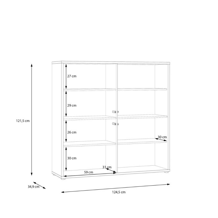 Alice Springs 4 Door Large Storage Cabinet with Push-to-Open Doors in Sand