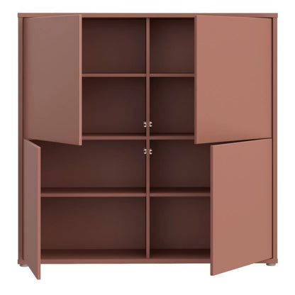 Alice Springs 4 Door Large Storage Cabinet with Push-to-Open Doors in Terracotta