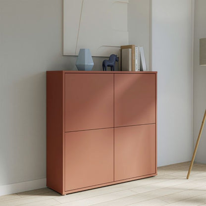 Alice Springs 4 Door Large Storage Cabinet with Push-to-Open Doors in Terracotta