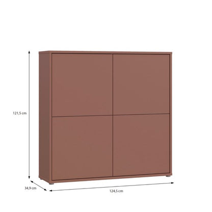 Alice Springs 4 Door Large Storage Cabinet with Push-to-Open Doors in Terracotta