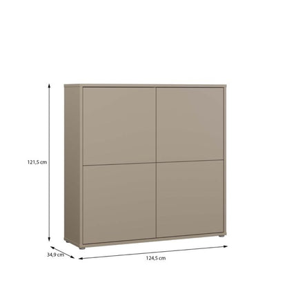 Alice Springs 4 Door Large Storage Cabinet with Push-to-Open Doors in Taupe
