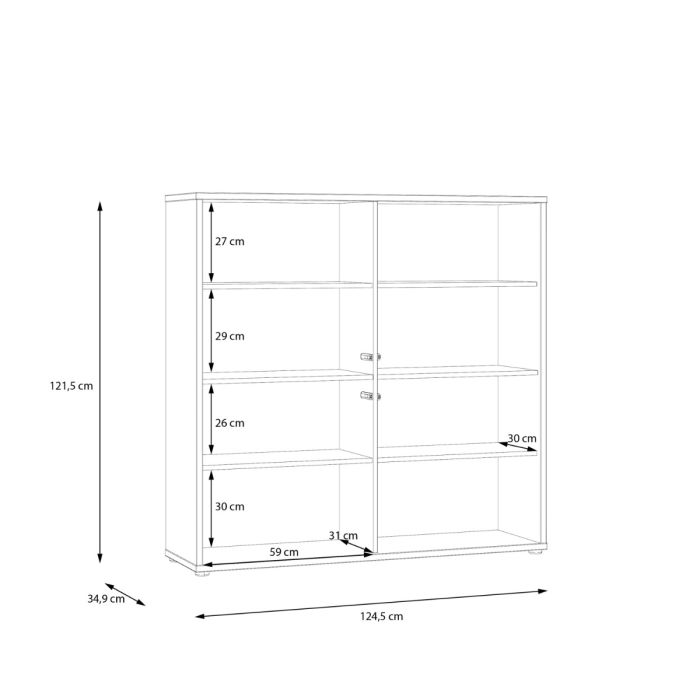 Alice Springs 4 Door Large Storage Cabinet with Push-to-Open Doors in Taupe
