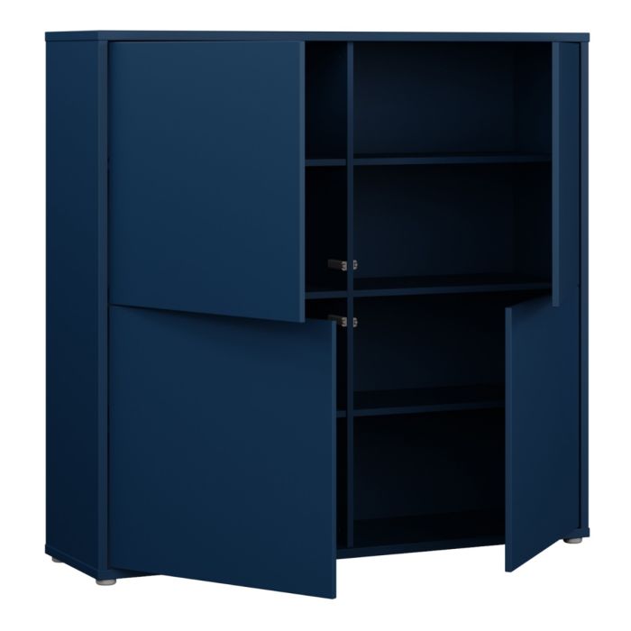 Alice Springs 4 Door Large Storage Cabinet with Push-to-Open Doors in Night Blue