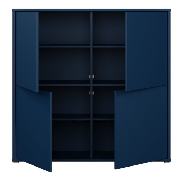 Alice Springs 4 Door Large Storage Cabinet with Push-to-Open Doors in Night Blue