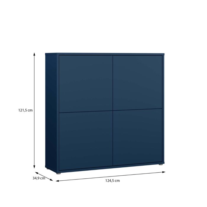 Alice Springs 4 Door Large Storage Cabinet with Push-to-Open Doors in Night Blue