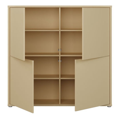 Alice Springs 4 Door Large Storage Cabinet with Push-to-Open Doors in Butter Yellow