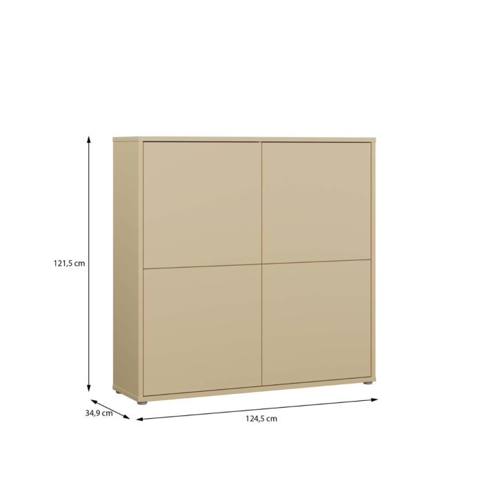 Alice Springs 4 Door Large Storage Cabinet with Push-to-Open Doors in Butter Yellow