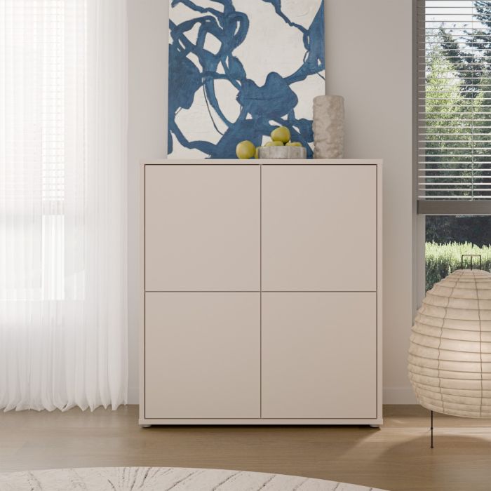 Alice Springs 4 Door Storage Cabinet with Push-to-Open Doors in Sand