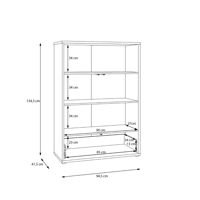 Alice Springs 2 Door Low Wardrobe with Push-to-Open Doors and Drawer in Sand