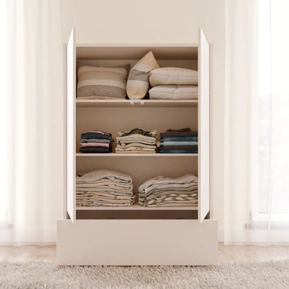 Alice Springs 2 Door Low Wardrobe with Push-to-Open Doors and Drawer in Sand