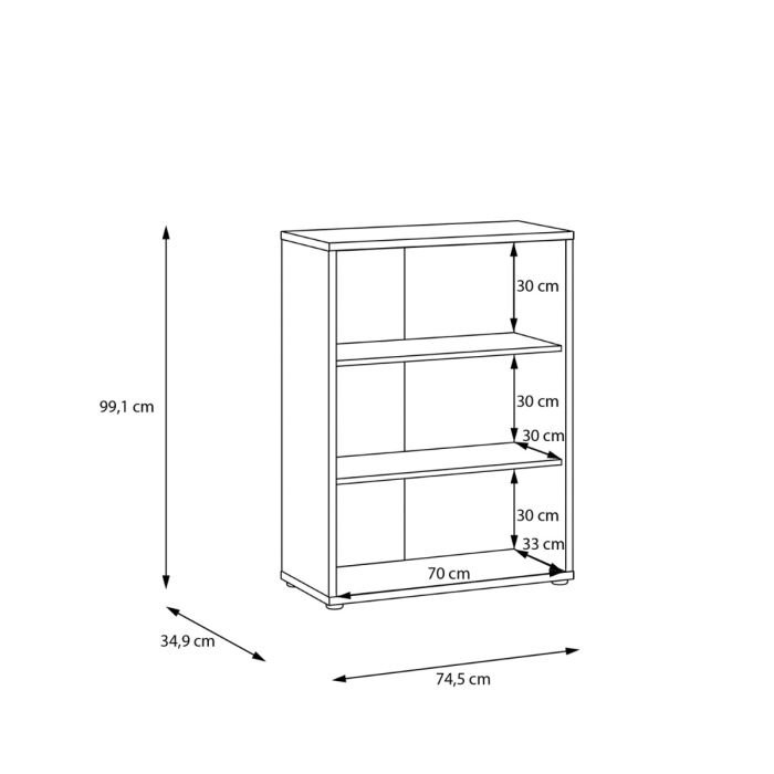 Alice Springs Low Wide Bookcase with Open Shelving in Sand