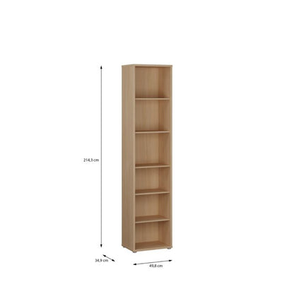 Alice Springs Tall Narrow Bookcase with 5 Shelves in Elegancia Oak