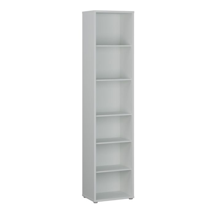 Alice Springs Tall Narrow Bookcase with 5 Shelves in Light Grey