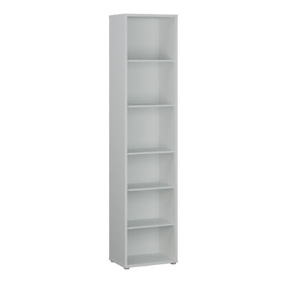 Alice Springs Tall Narrow Bookcase with 5 Shelves in Light Grey