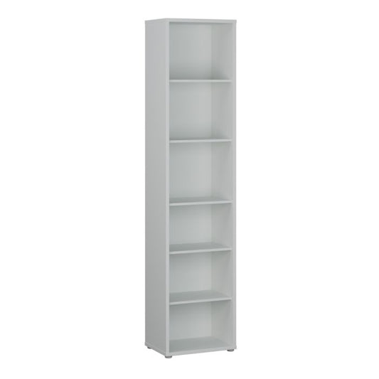 Alice Springs Tall Narrow Bookcase with 5 Shelves in Light Grey