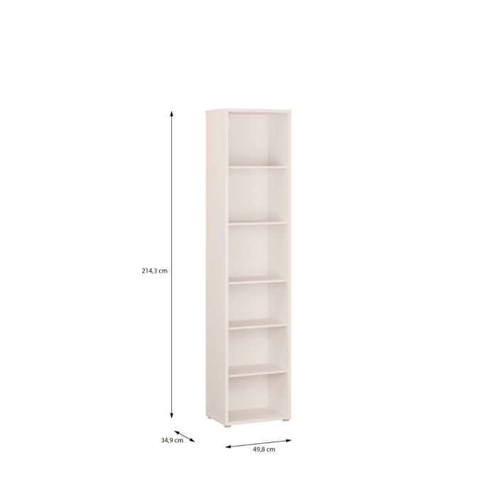 Alice Springs Tall Narrow Bookcase with 5 Shelves in Soft Neutral