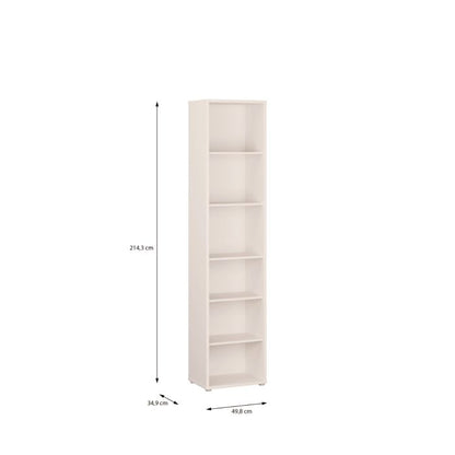 Alice Springs Tall Narrow Bookcase with 5 Shelves in Soft Neutral