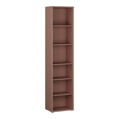 Alice Springs Tall Narrow Bookcase with 5 Shelves in Terracotta