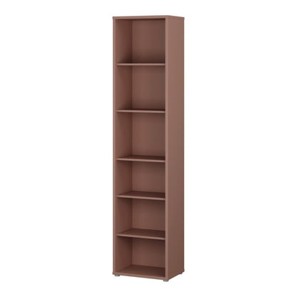 Alice Springs Tall Narrow Bookcase with 5 Shelves in Terracotta