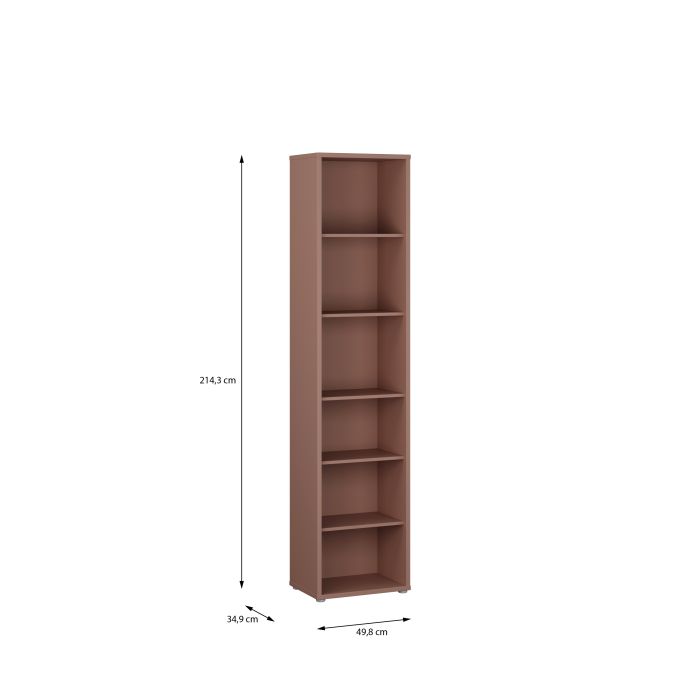 Alice Springs Tall Narrow Bookcase with 5 Shelves in Terracotta