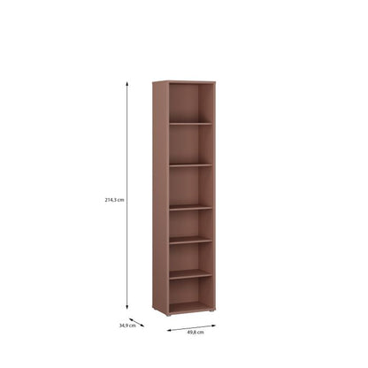 Alice Springs Tall Narrow Bookcase with 5 Shelves in Terracotta