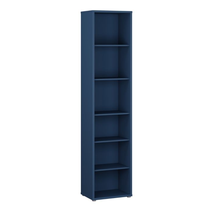 Alice Springs Tall Narrow Bookcase with 5 Shelves in Night Blue