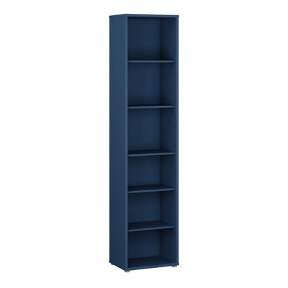 Alice Springs Tall Narrow Bookcase with 5 Shelves in Night Blue