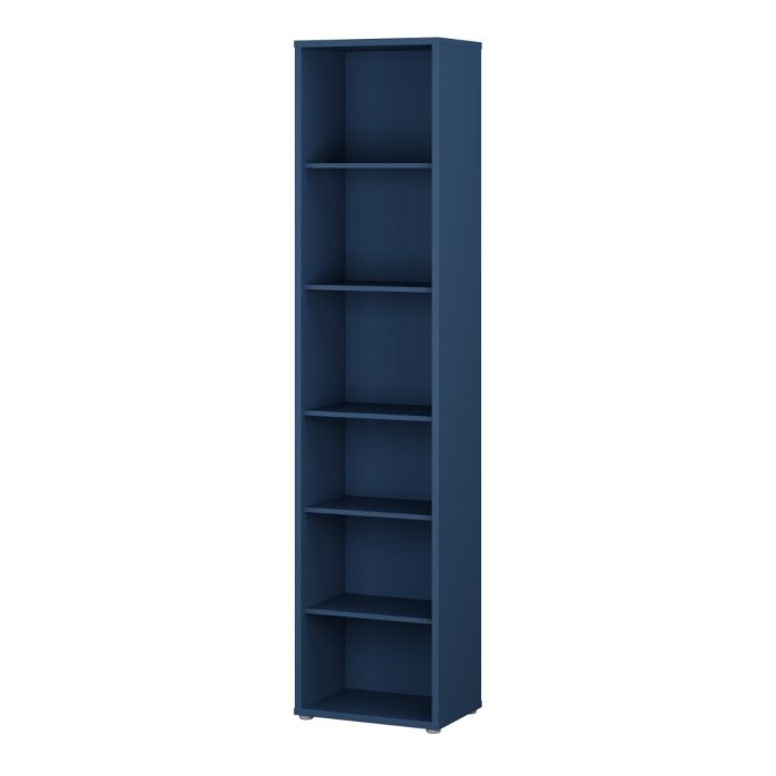 Alice Springs Tall Narrow Bookcase with 5 Shelves in Night Blue