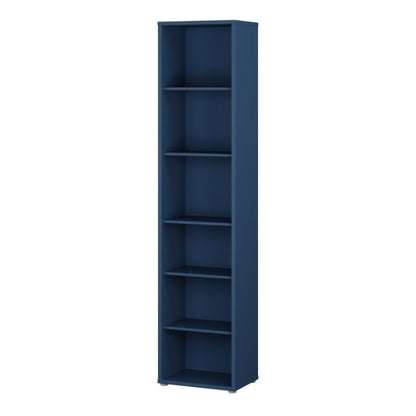 Alice Springs Tall Narrow Bookcase with 5 Shelves in Night Blue