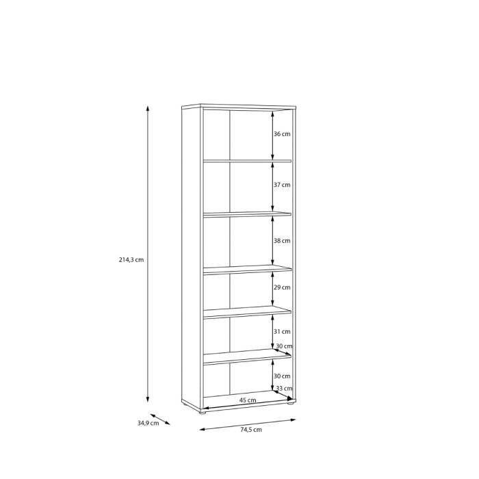 Alice Springs Tall Wide Bookcase with 5 Shelves in Sand