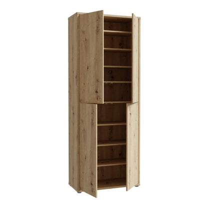 Alice Springs Shoe Cabinet with 4 Doors Push-to-Open in Artisan Oak