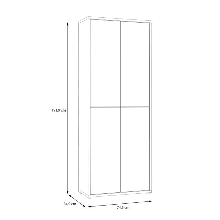 Alice Springs Shoe Cabinet with 4 Doors Push-to-Open in Artisan Oak