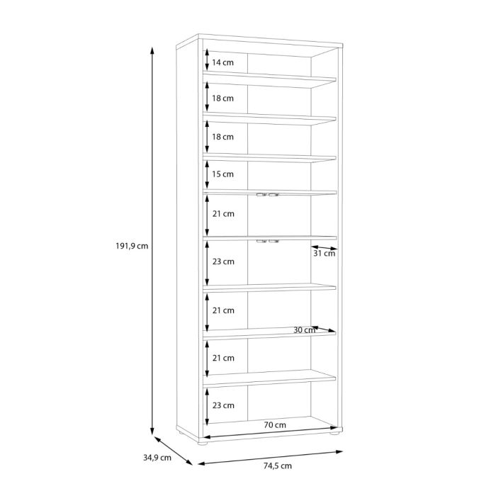 Alice Springs Shoe Cabinet with 4 Doors Push-to-Open in Artisan Oak