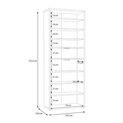 Alice Springs Shoe Cabinet with 4 Doors Push-to-Open in Artisan Oak