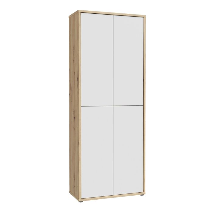 Alice Springs Shoe Cabinet with 4 Doors Push-to-Open in Artisan Oak and Light Grey Doors