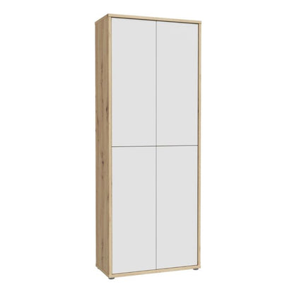 Alice Springs Shoe Cabinet with 4 Doors Push-to-Open in Artisan Oak and Light Grey Doors