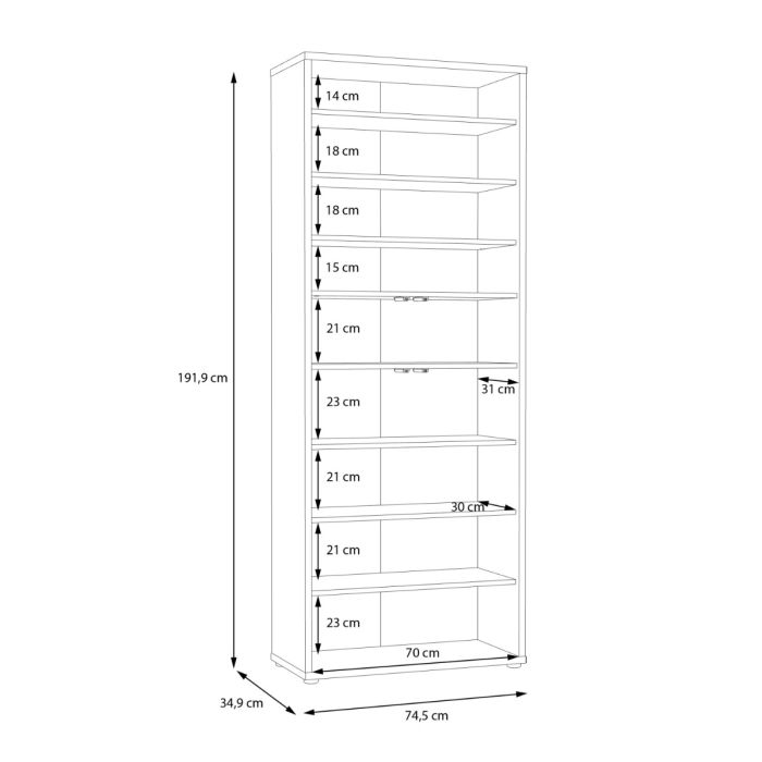 Alice Springs Shoe Cabinet with 4 Doors Push-to-Open in Artisan Oak and Light Grey Doors