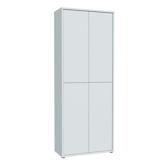 Alice Springs Tall Shoe Cabinet with 4 Doors Push-to-Open in Light Grey