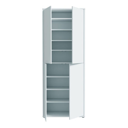 Alice Springs Tall Shoe Cabinet with 4 Doors Push-to-Open in Light Grey