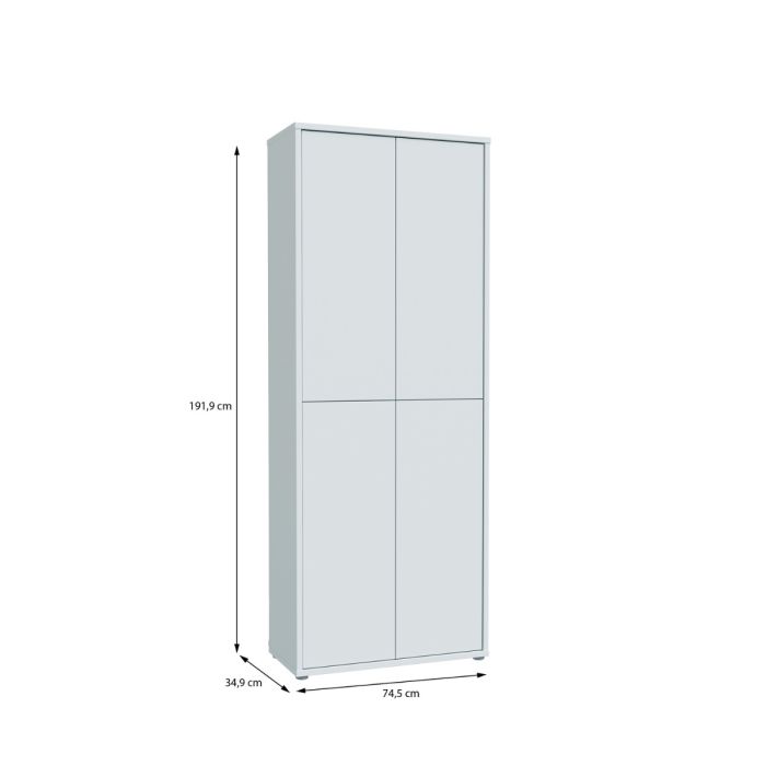 Alice Springs Tall Shoe Cabinet with 4 Doors Push-to-Open in Light Grey
