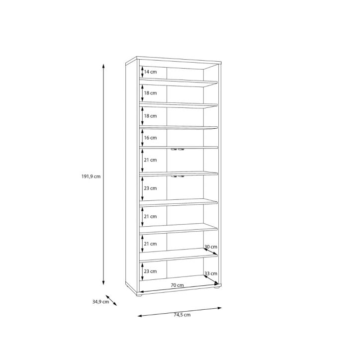 Alice Springs Tall Shoe Cabinet with 4 Doors Push-to-Open in Light Grey