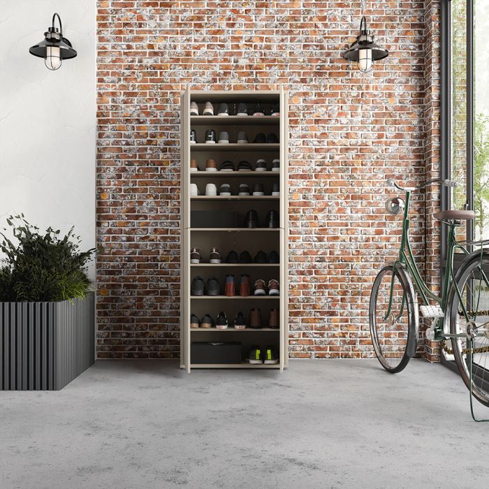 Alice Springs Tall Shoe Cabinet with 4 Doors Push-to-Open in Sand