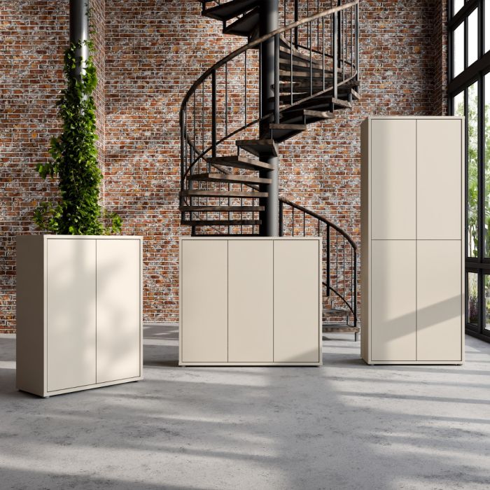 Alice Springs Tall Shoe Cabinet with 4 Doors Push-to-Open in Sand