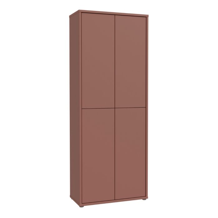 Alice Springs Tall Shoe Cabinet with 4 Doors Push-to-Open in Terracotta