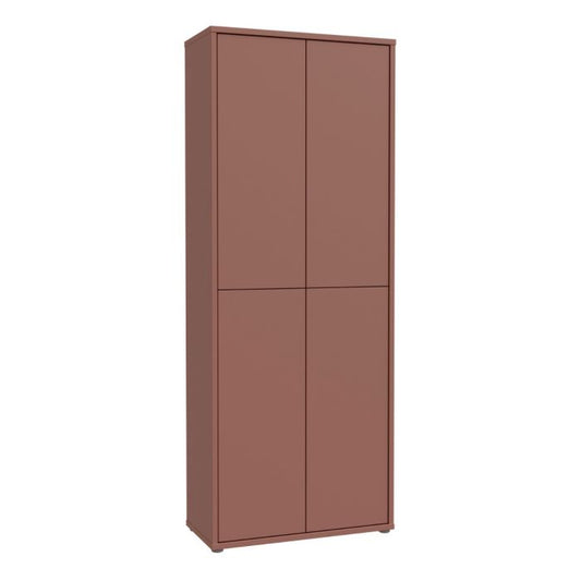 Alice Springs Tall Shoe Cabinet with 4 Doors Push-to-Open in Terracotta