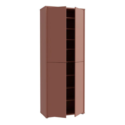 Alice Springs Tall Shoe Cabinet with 4 Doors Push-to-Open in Terracotta