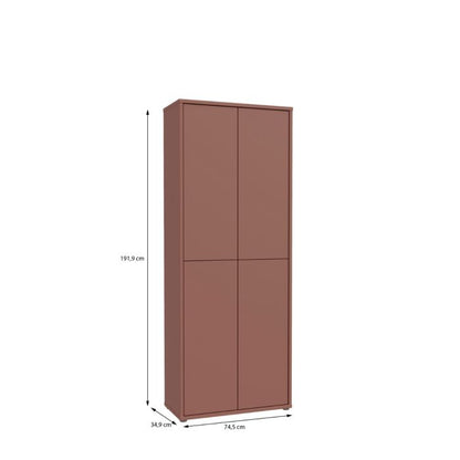 Alice Springs Tall Shoe Cabinet with 4 Doors Push-to-Open in Terracotta